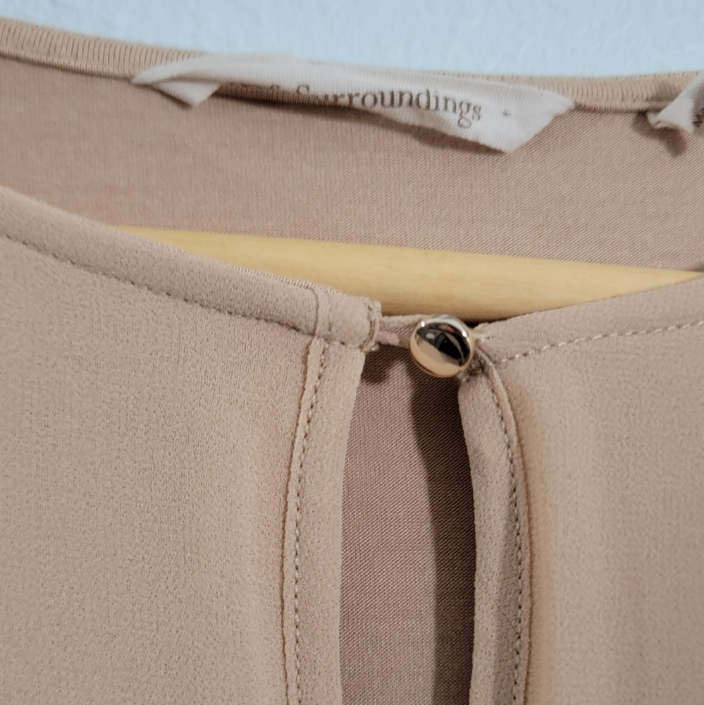 Soft Surroundings Tunic Top Women's Medium Beige Layered Chiffon Hem boho. - Picture 5 of 16